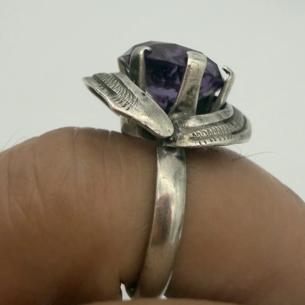 Vtg Taxco Mexico 925 Sterling Alexandrite? Ring Signed FAUS R.  Size 5.75 Read